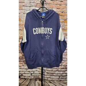 Dallas Cowboys Hoodie Mens XL Blue Reebok Sweatshirt Y2K Vintage NFL Full Zip